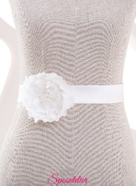 cintura con fiore di raso per abiti da sposa semplici collezione online 2019