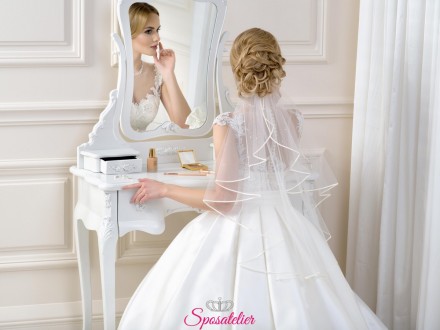 velo sposa corto particolare ricamato con 30 perle collezione 2019