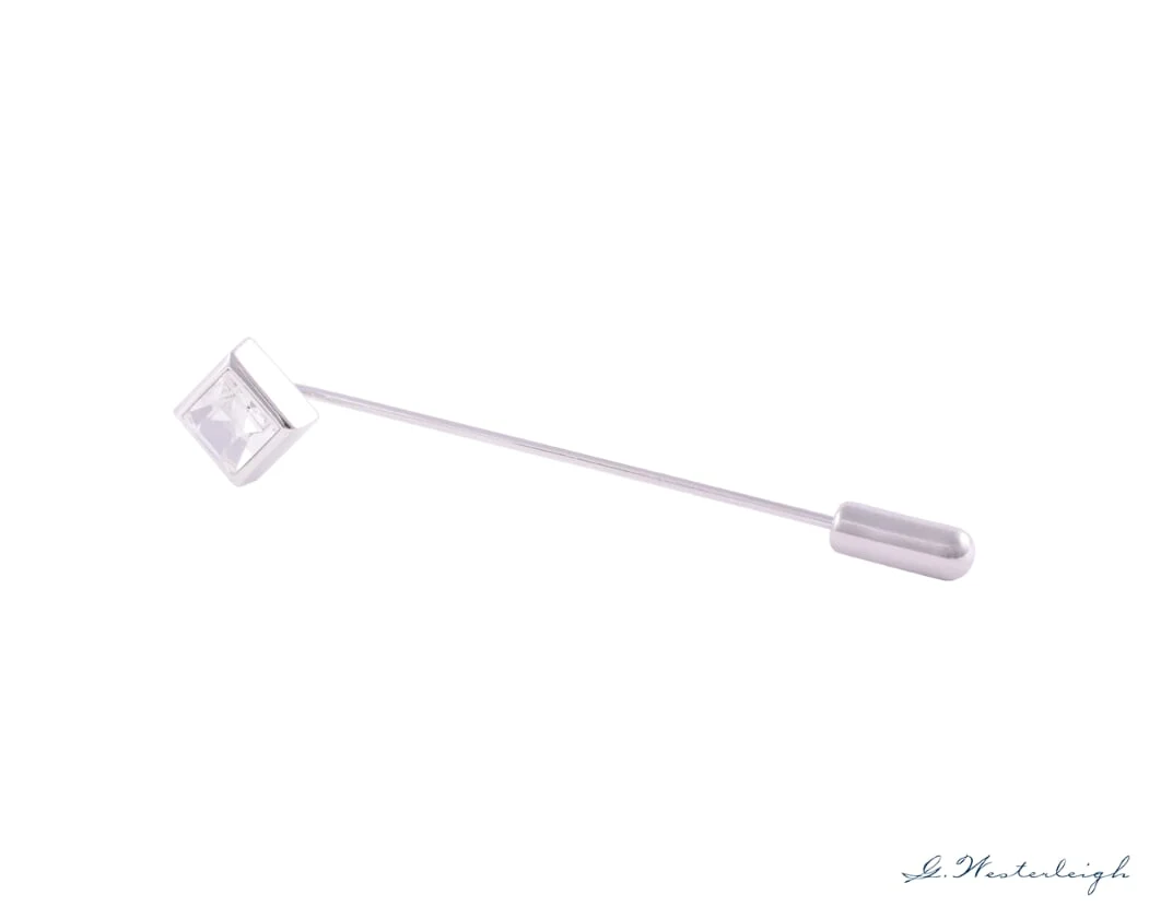 fermacravatte diamante bianco