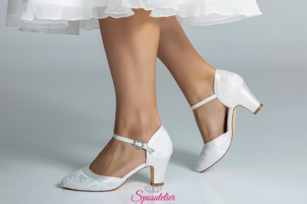Livia – Scarpe da sposa online comode con tacco 7 color avorio