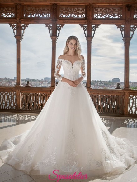 ERVIANA abito da sposa con spalle scoperte Gonna ampia e corpetto a cuore