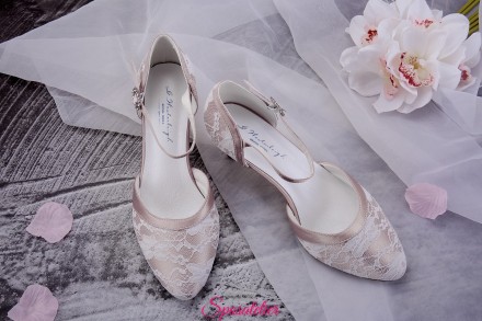scarpe da sposa color rosa cipria con pizzo tacco 6 vendita online collezione 2019