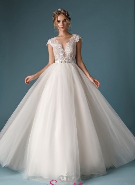 abiti da sposa con gonna morbida e corpetto di pizzo di tendenza