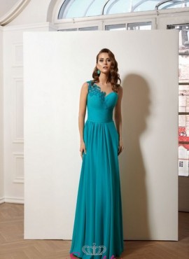 vestiti da cerimonia lunghi online in chiffon con ricami di pizzo sul corpetto collezione 2019