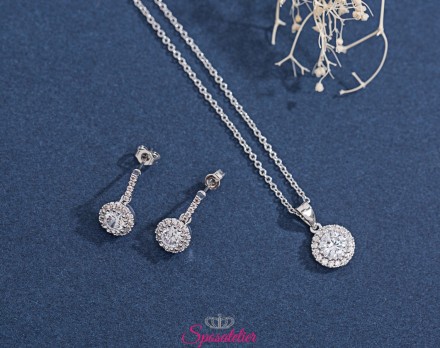 completo di gioielli sposa collana e orecchini pendenti collezione 2019