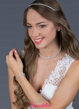 set gioielli da sposa decorati con cristalli e strass.economici online collezione 2019