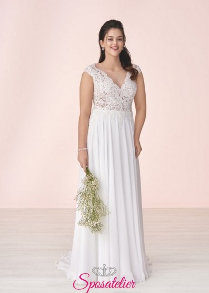 abiti da sposa curvy con scollo a V online sito Italiano