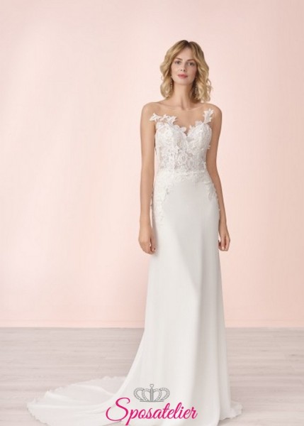 vestito da sposa semplice online con ricami in pizzo collezione 2022
