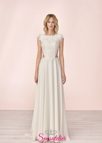 vestito da sposa economico online moderno con ricami di pizzo