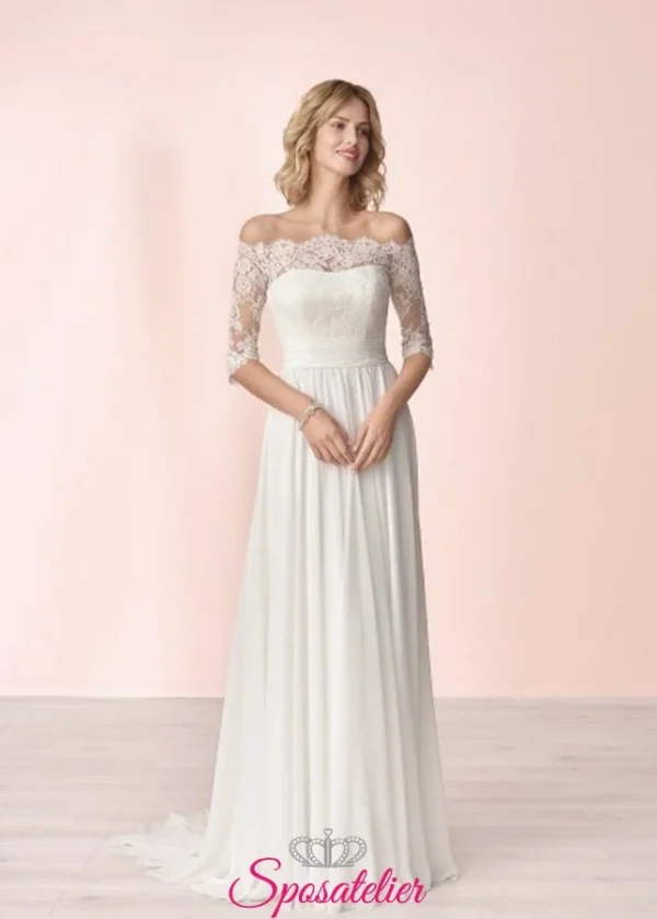 abito da sposa con scollo a barchetta