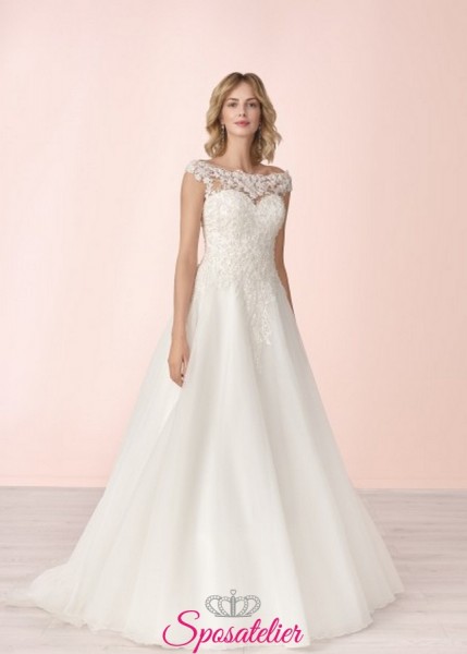 Camilla Dea – vestito da sposa bianco seta ricamato in pizzo nuova collezione