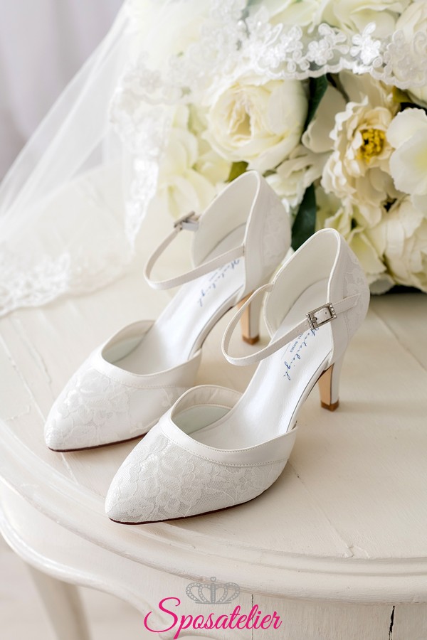 Scarpe da sposa online in pizzo collezione 2020 tacco 8 cm ...