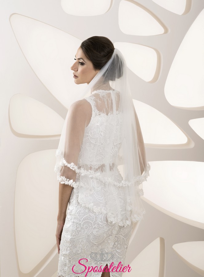 accessorio per abito da sposa per festival doppio strato velo in tulle elegante velo corto accessorio per matrimoni BIOSA Velo da sposa 