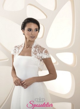 Coprispalle sposa a maniche corte in pizzo e tulle nuova collezione 2020
