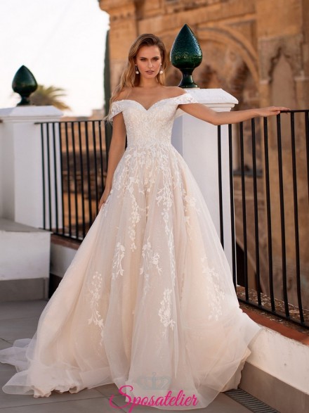 Louise – abito da sposa scollato maniche pendenti sensuale