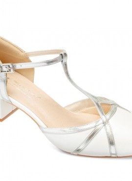 Doris- scarpe sposa 2021 online avorio comode con dettagli in pelle