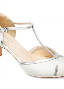 Kiara- scarpe sposa 2021 online avorio con cinturino di pelle argento