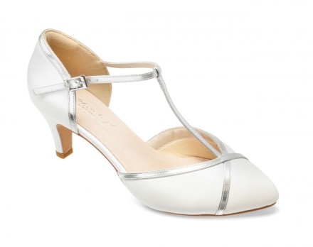 Kiara- scarpe sposa 2021 online avorio con cinturino di pelle argento