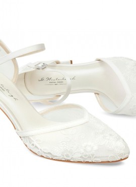 Miriam- scarpe sposa avorio con ricami di pizzo trasparente collezione 2021