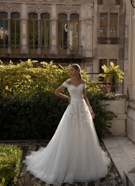 abiti da sposa online scollatura omerale  gonna da principessa