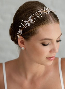 Cerchietto sposa color oro decorato con cristalli scintillanti