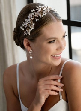 Cerchietto sposa a fascia acconciatura capelli placcato oro