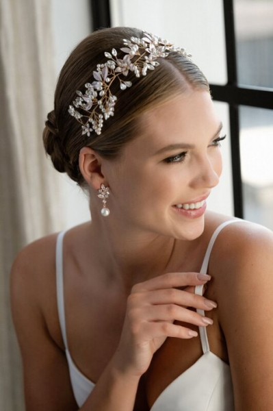 Cerchietto sposa a fascia acconciatura capelli placcato oro