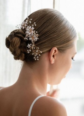 Fermaglio capelli sposa color oro rosa HC2694
