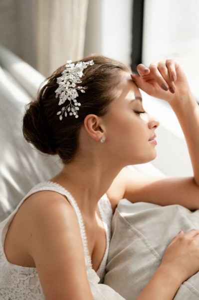 Fermaglio capelli sposa argento anallergico di alta qualità HC5785