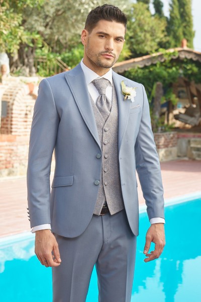 Abito da sposo romantico cravatta e gilet grigio