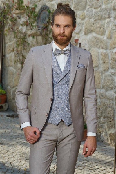 Completo da sposo grigio gilet a contrasto