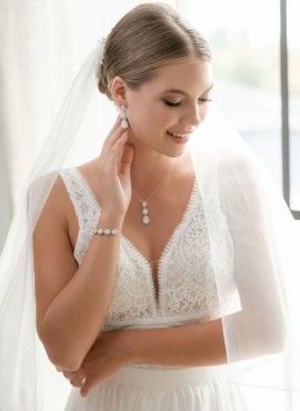 Set gioielli sposa elegante con cristalli pendenti alta qualità