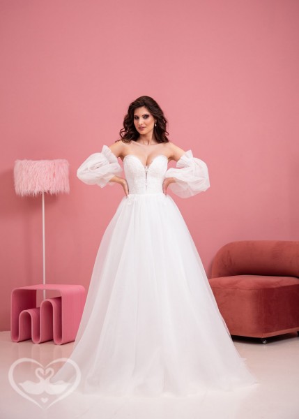 Aurora – abiti da sposa boho chic con maniche a sbuffo staccabili