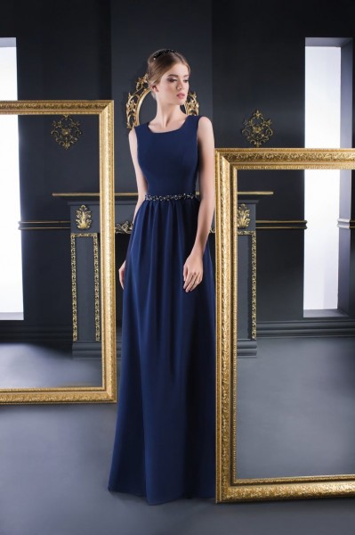 Bluetta – Abito cerimonia elegante lungo su misura