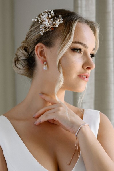 Bracciale sposa oro rosa di alta qualità anallergico modello BR006RG
