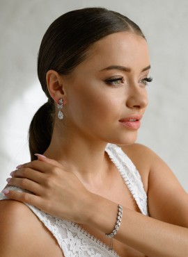 Set gioielli accessori sposa orecchini e bracciale collezione 2023 di alta qualità rif. BE211204