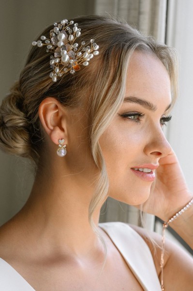 Orecchini di perle rosa cipria sposa 2023 rif. ERPE5