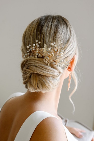 Fermaglio per acconciatura sposa placcato oro HC6246