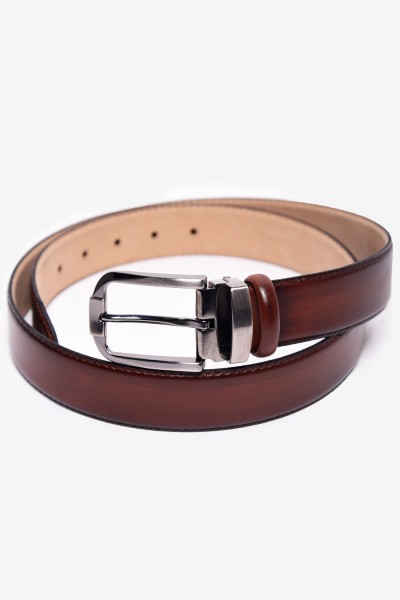 cintura classica elegante in pelle marrone