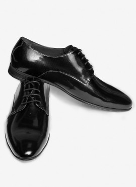 Scarpe uomo eleganti in pelle lucida nera verniciata