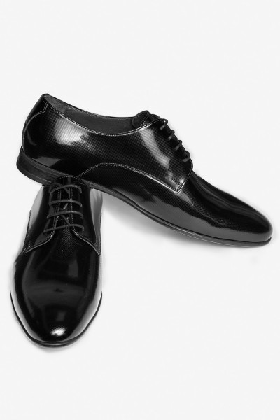 Scarpe uomo eleganti in pelle lucida nera verniciata