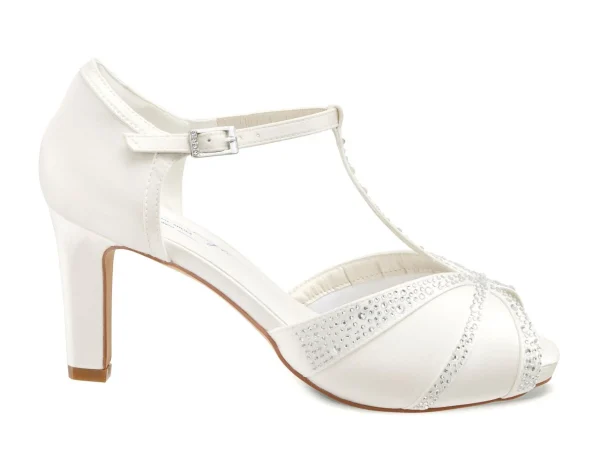 Sandali sposa bianchi con strass e tacco comodo