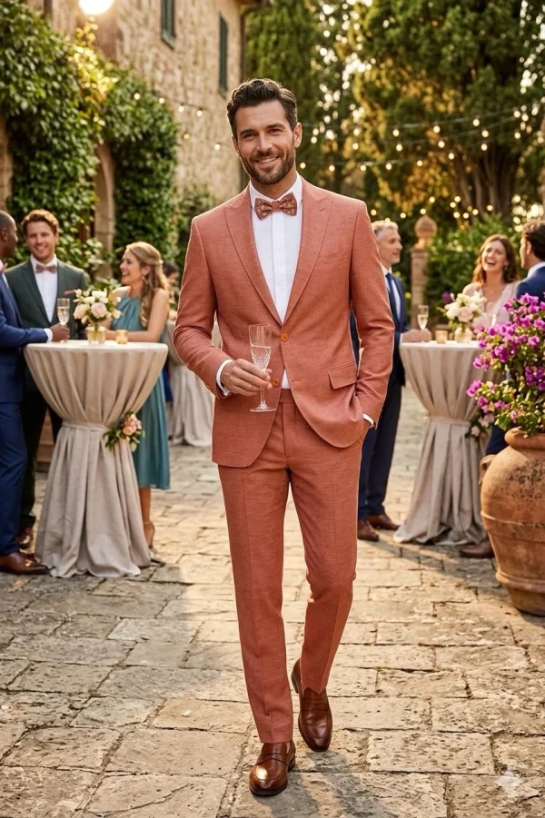 abito elegante color salmone particolare