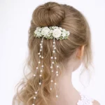 Fermaglio Rose Bianche con Cascata di Perle