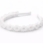 Cerchietto Cerimonia Bambina con Fiori Bianchi e Punti Luce