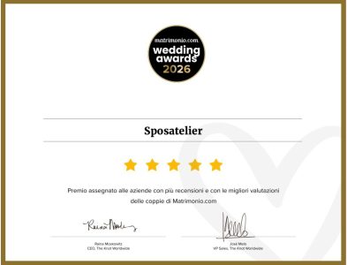 Premio sposatelier attestato matrimonio.com come miglior atelier 2026