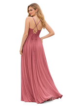 abito lungo rosa antico schiena incrociata