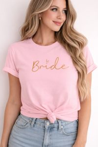 maglietta sposa bride rosa