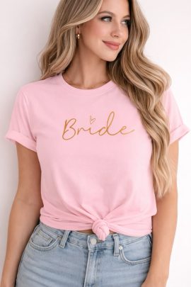 maglietta sposa bride rosa