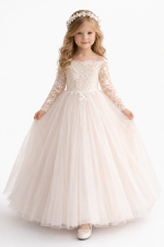 Abito Prima Comunione Principessa in Tulle con Pizzo